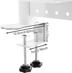 Dlinanta Clamp-On Pegboard Desk Organizer, 2-Tier Clamp On Desk Shelf with Hooks, Office Accessory Organizer for Books, Office Supplies & DIY Storage, 16.5lbs Capacity, 39.37" x 37.4", White