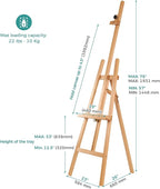 VISWIN Wooden Art Easel for Painting, Adjustable & Foldable Beech Wood Display Easel Stand for Canvas, Hold Canvas up to 43", 57''-76" H Floor Art Easel for Adults, Artists, Beginners - Natural