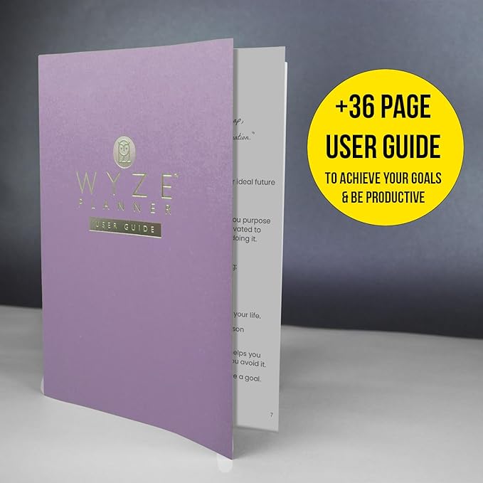Wyze Planner Undated Daily Planner – 1-Year B5 Productivity Organizer with Two-Page Weekly Spread, Goal Setting, Habit Tracker, Weekly & Monthly Pages – Hardcover Time Management Notebook (Lilac)