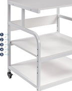 Fannova Printer Stand, 25.6" x 23.6" x 30.9" Extra Large Printer Table with Adjustable Storage Shelf, 3 Tier Rolling Printer Cart with Industrial Wheels for Home Office, White