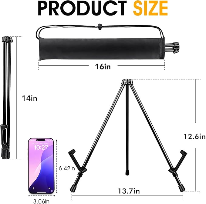 AROIC 3 Pack 14'' Tabletop Easels, Black Steel Table Top Easels for Display, Adjustable Portable Table Top Easel for Paintings, Signs, Posters,Frame Pictures(with 3 Bags)