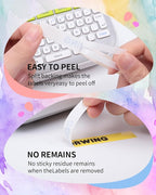 P Touch Label Maker Tape 12mm 0.47 Inch Laminated White/Black/Red/Blue/Yellow Replacement for Brother TZe Label Tape, for Ptouch Model PT-D200 D210 H100 1880, Colored Tape, 5-Pack