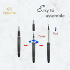 FANSTIK Customized RollerBall pen with name (MADE IN USA), stainless steel, black and silver, luxury engraved pen personalized for men and for women. (RollerBall Black-Silver)