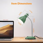 LEPOWER Metal Desk Lamp, Adjustable Goose Neck Table Lamp, Eye-Caring Study Desk Lamps for Bedroom, Study Room and Office (Green)