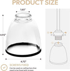 Eidonta 4 Pack Clear Glass Shade Replacements, Bell Shaped Glass Shade Covers with Black Ring, 4.92"High, 4.72"Diameter, 1.65 "Fitter, High Transmittance Globe Lampshade
