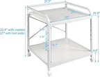 Fannova 20 Inches Deep Large Printer Stand, 2 Tier Under Desk Printer Table with Height Adjustable Shelf, Rolling Printer Cart with Wheels for Home Office Storage - White