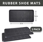 Envelor Rubber Boot Tray for Entryway Indoor Shoe Trays for Mudroom Wet Shoe Mat Tray Multiuse Rubber Water Tray Mud Mat Winter Boot Mat Large Utility Tray, Footsteps, 32 x 16 Inch, 2 Pack