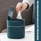 Business King Mini Desk Trash Can with Lid with Trash Bags 180 pcs Press-Top 0.5 Gallon Tiny Countertop Waste Basket Small Table Top Plastic Covered Garbage Bin for Desk Top (Blue)