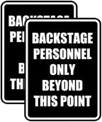 Portrait Round Backstage Personnel Only Beyond This Point Door or Wall Sign Easy Installation | Music | Concert | Festivals Sign (Black) - Large (2 Pack)