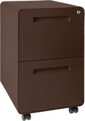 Laura Davidson Furniture Stockpile 2 Drawer Mobile File Cabinet with Lock - Under Desk Metal Filing Cabinet, Legal/Letter File Folders, Wheels and Stationary Feet, Pre-Assembled, Dark Brown