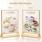 PPH-Sisy Acrylic Sign Holder 8.5X11 Gold Picture Frame Double Sided Acrylic Frame Plastic Sign Holder Display Stand for Wedding Table Numbers Menu Holder (6 Pack)