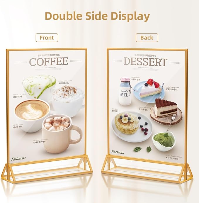 PPH-Sisy Acrylic Sign Holder 8.5X11 Gold Picture Frame Double Sided Acrylic Frame Plastic Sign Holder Display Stand for Wedding Table Numbers Menu Holder (6 Pack)