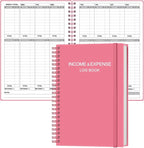 Heveboik Income & Expense Log Book - A5 Income and Expense Tracker for Small Business, Accounting Bookkeeping Tracking for Woman and Man, 5.8" x 8.3", Pink