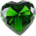 Zoogamo 3” /80 mm Dark Green Diamond Heart Shaped Glass Crystal Paperweight – Home Office Decor & Wedding Favors Decoration with Gift Box