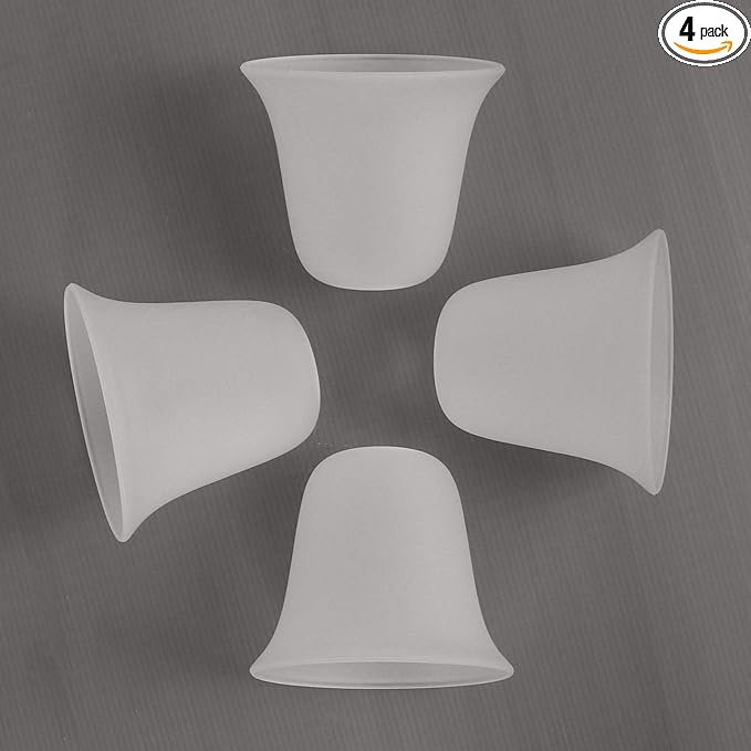 Eumyviv 4 Pack Bell Shaped Frosted Glass Lamp Shade Replacement with 1-5/8-inch Fitter Opening for Ceiling Fan Light Kit Wall Sconce Pendant Light Fixture A00047