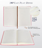 Biuwory Lined Journal Notebook for Women Men,256 Pages A5 Hardcover Leather Journals for Writing,Travel,Business,Work & School,College Ruled Notebooks for Note Taking,Diary Notepad 5.7"×8.3"(pink)