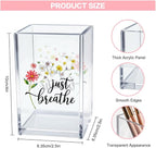 Vgrti Just Breathe Acrylic Cosmetic Pencil Pen Holder Cup, Inspirational Dandelion Desk Organizer Accessories for Home Office Decor, Encouragement Gifts for Women Girl Coworker Daughter Yoga Teacher