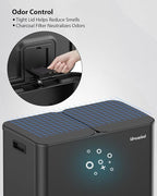 Lovewind Trash Can, 2 x 10.5 Gallon (2 x 40 L) Garbage Can for Kitchen Dual Compartment Recycling Kitchen Step Trash Bin, Stainless Steel Trash and Recycle Bin Combo with Soft-Close Lid, Black