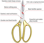 Kitchen Scissors All purpose, Have duty Stainless Steel Cooking Shears for Cutting Meat, Chicken,Poultry, Fish, Herbs, Seafood Scissors with Comfort Grip gold