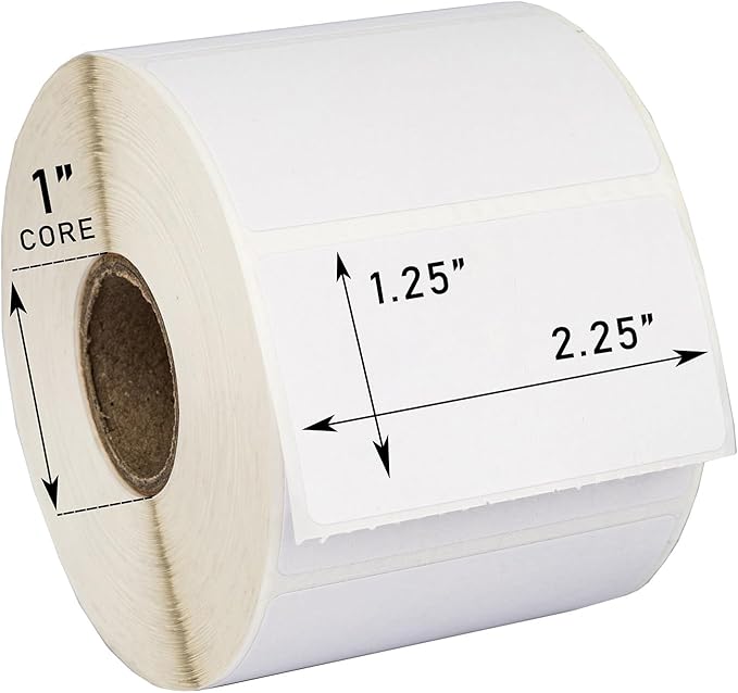 HOUSELABELS 2.25" x 1.25" Address Labels on 1" Core Compatible with Zebra and Rollo Printers, 3 Rolls / 1,000 Labels per Roll