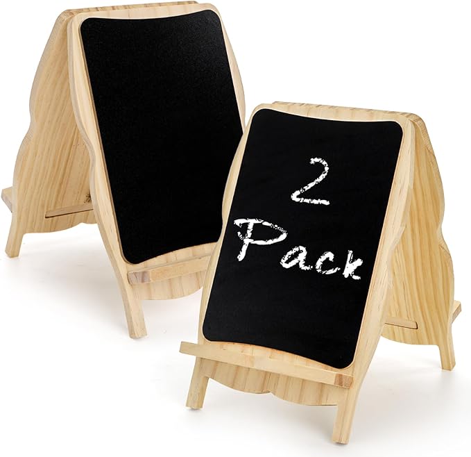 Tosnail 2 Pack Small Framed Tabletop Chalkboard Signs, 5 x 8 Inches Double-Sided Chalk Board, Decorative Bulletin Boards, Wooden Blackboard for Home, Kitchen, Crafts, Party Decor