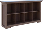 OSCHF Cube Shelf Bookcase with Base - Wooden 2 Tiers Floor Standing Low Storage Cabinet for Home and Office, 8-Cube Lattice Bookshelf, Walnut