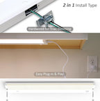 Leetdud LED Under Cabinet Lighting Hardwired or Plug in, 24 Inch 12W, Dimmable 5 Color 2700K/3000K/3500K/4000K/5000K, Linkable Eyes Care Design Counter Lights for Kitchen, Sink, ETL Listed, White