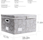 PRANDOM Jumbo Collapsible Storage Boxes with Lids Fabric Decorative Storage Bins Cubes Organizer Baskets with Cover Handles Divider for Bedroom Closet Living Room 23.2x15.7x11.6 Inch 3 Pack