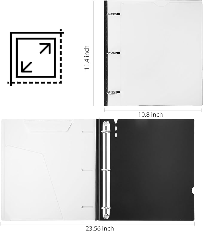 WOT I 4-Pack Telescoping 3 Ring Binder 1 Inch, Expandable Flexible Binder - Patented Design for Easy Portability, Holds 225 Sheets, Perfect for School, Office&Home Organization(Black+Pink+Blue+White)