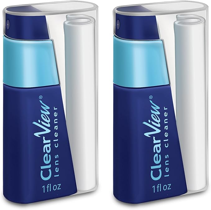 Clear View Portable Lens Cleaner Kit – Travel Size with Premium Cleaning Solution, Refillable Spray + Microfiber Cloth, Safe for All Lenses, Compact & On-the-Go