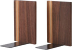 Muso Wood Artist Bookends, Decorative Bookshelf Book Ends Heavy Duty Bookends Desktop Organize Books Wooden Book Ends for Home Office Kitchen 6"x4" (Walnut)