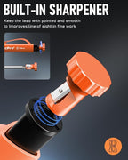 Nicpro Upgraded 3-IN-1 Carpenter Pencils with Sharpener & Finger Grip, Construction Pencil with 13 Leads, Deep Hole Marking Tool, Solid Mechanical Pencil for Carpenters Scriber Architect Woodworking