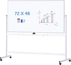 maxtek Rolling Whiteboard 72x48, Large Double-Sided White Board Dry Erase on Wheels, Giant Magnetic White Board Standing for Office, School, Home Office, Homeschool (Sliver)