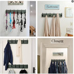 Dseap Coat Rack Wall: 24" Long, Patented, Heavy-Duty, 6-Double-Hooks Wooden Wall Mounted Coat Rack Coat Hanger Hook Rail for Winter Coats Hat Jacket Clothing, Weathered Green