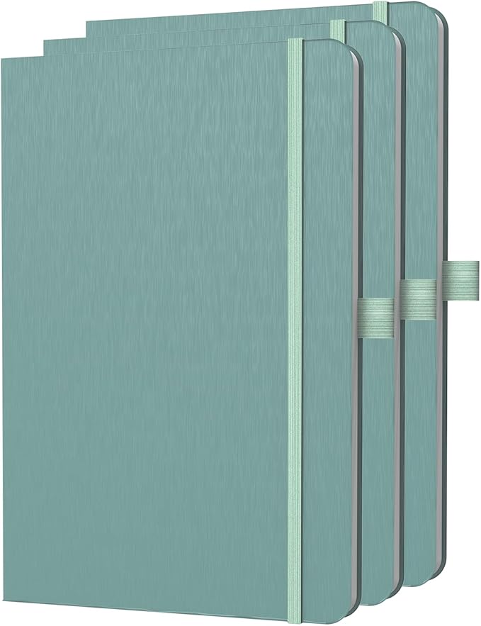 ONAVIA A5 Lined Journal Notebook, 7mm College Ruled Notepad, Journaling for Writing, Work, School, Travel and Note Taking, Hardcover 160 Pages (80 Sheets) 5.79 x 8.3 inches (3 Pack Midnight Green)