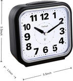 Tinload 5.5" Large No Ticking Analog Alarm Clock,Silent Readable for Seniors,Easy to Set,Gradual Rise Alarm,Big Numbers,Gentle Wake,Snooze, Lighted on Demand,Battery Operated,Black