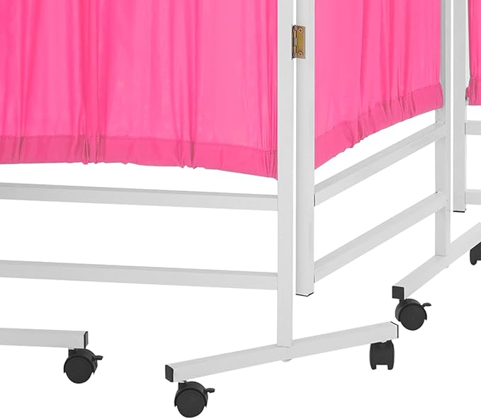 Medical Privacy Screens, Waterproof Nylon Fabric, 78.7 * 70.9 in Foldable Rolling Medical Privacy Screen with Silent Wheels, Suit for Hospitals, Clinics, and Nursing Homes (Pink, 4 Panels)