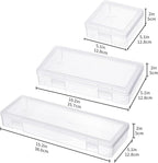 novelinks Stackable Plastic Clear Storage Box Containers with Latching Lid - Art Craft Supply Organizer Storage Containers for Pencil Box, Crayon, Beads (2 Small + 2 Medium + 2 Large -Clear)