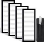 Thboxes 4 Pack Magnetic Note Pad for Fridge with Pen Holder, Totally 200 Sheets Magnetic To Do List, Shopping List, Grocery List, Memo Pads for Refrigerator（Black Border）
