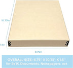 Lineco Museum Storage Box Tan, 8"x10"x1.5", Archival Boxboard, Drop-Front Design with Metal Edge. Organize, Store and Preserve Photographs, Prints, Documents, Art, Ephemera, Family Records, 2 Pack