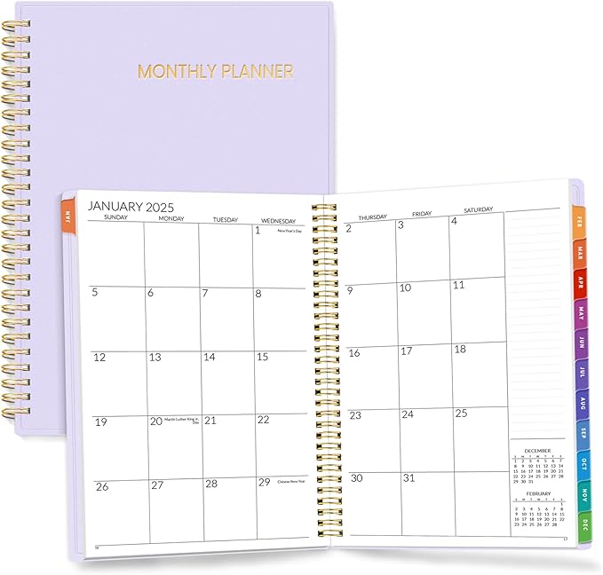 SUNEE 2026-2027 Planner - 24 Months (Jan 2026 - Dec 2027) - 7"x10" Monthly Spreads & Yearly Planner, Purple