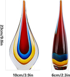 9" Tall Sculpture Hand Blown Glass Decor, Paperweight for Office Desk, Modern Glass Art Figurines Mediterranean Beach House Decor, Living Room Coffee Shelves Table Top Decoration (Red)