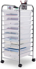 Giantex 10 Drawer Rolling Storage Cart Scrapbook Paper Office School Organizer (Clear)