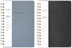 Spiral Notebook-5.75" x 8.125" College Ruled Journal with Inner Pockets and 160 Pages,PU Leather Cover Business Journal, Twin-Wire Binding Notebook Perfect for Office & Home School Supplies 2 pack Reefblue/Black