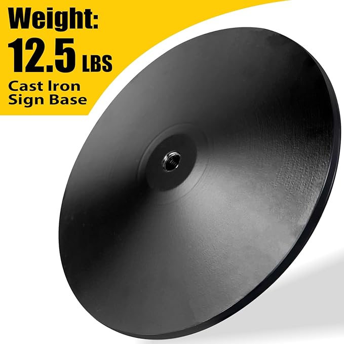 INNOVSIGN Heavy Duty Cast Iron Sign Post With 12" Diameter Bottom Round Base, 48" Movable Stand for Hanging Signs, 2-Pack