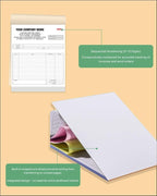 Custom Carbonless Invoice Book with Logo, Personalized Cover & Inner Pages, 2 Part NCR Receipt & Work Order Forms, Easy Tear, Writing Shield for Small Business (Upload Your Design, 7.48 x 5.12INCH)