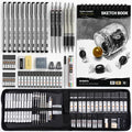 Four Candies 52pcs Art Supplies Sketching & Drawing Kit with 10 Micron Fineliner Pens, 6 Drafting Mechanical Pencils,3-Color Sketchbook,27 Lead Refills,School Supplies Gifts for Beginners Adults Teens