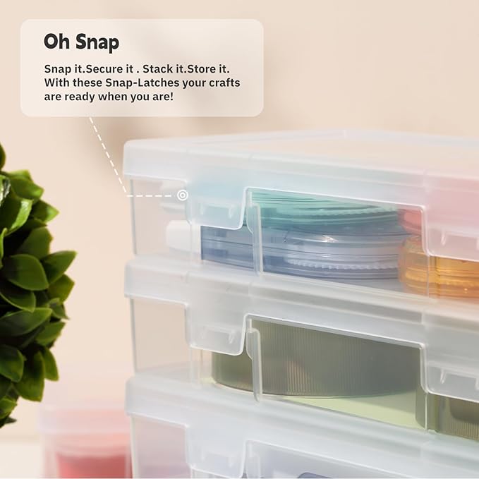 novelinks Stackable Plastic Clear Storage Box Containers with Latching Lid - Art Craft Supply Organizer Storage Containers for Pencil Box, Crayon, Beads, Jewelry (18 Pack Small -Clear)