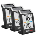 BaldrTherm Room Thermometer Indoor Humidity Meter, Solar-Powered 3.2'' Digital Temperature Sensor Monitor with 5-Comfort Indicator for Baby, Home, Office, Black, 3Pack