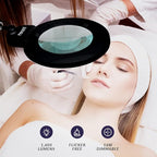 Neatfi XL Bifocal LED Magnifying Lamp, 7-Inch Acrylic Lens, 5D/20D Magnification, Hands-Free, Dimmable, 84 SMD LED, Adjustable Arm for Crafts, Reading, Close Work (Black, with Clamp)